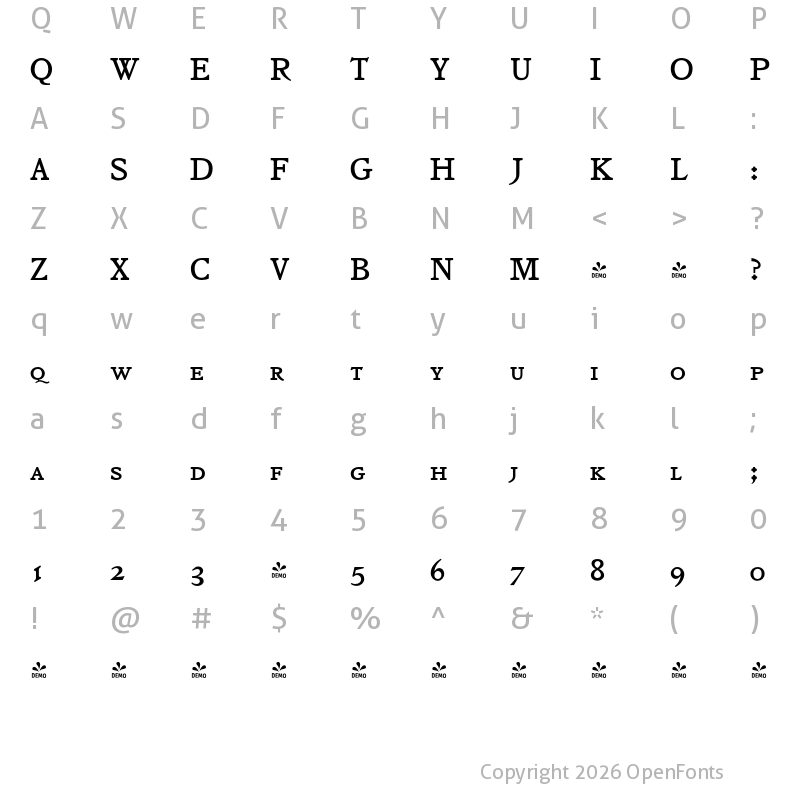 Character Map of FONTSPRING DEMO - LTC Jenson Small Caps Regular