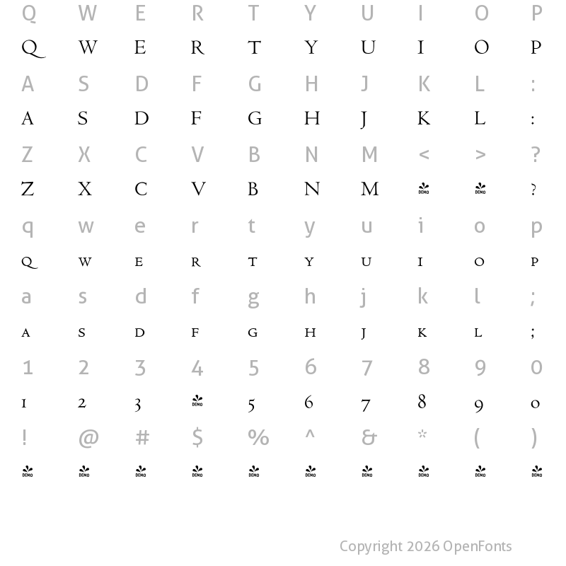 Character Map of FONTSPRING DEMO - LTC Metropolitan Small Caps