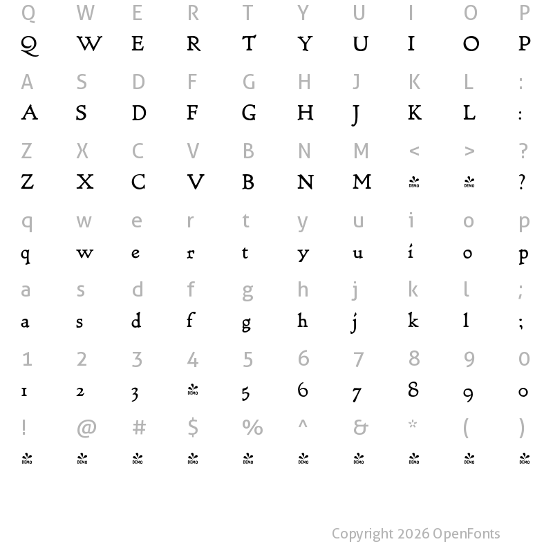 Character Map of FONTSPRING DEMO - LTC Village Regular