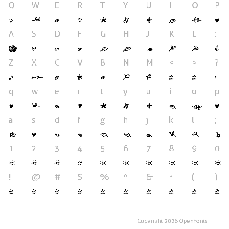 Character Map of FONTSPRING DEMO - Lumios DE Regular