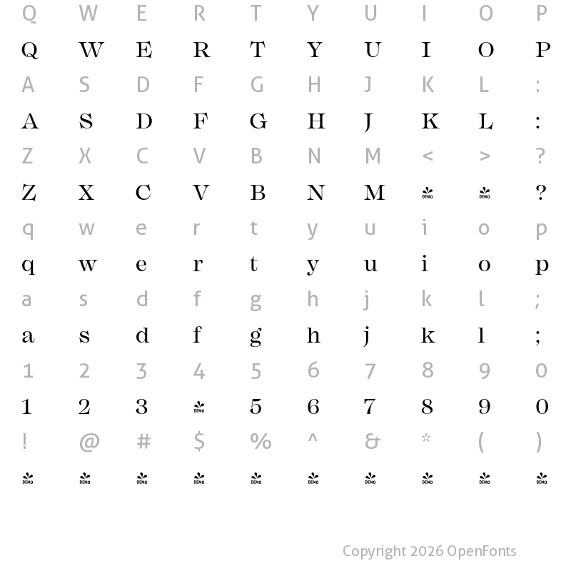 Character Map of FONTSPRING DEMO - Mackay Regular