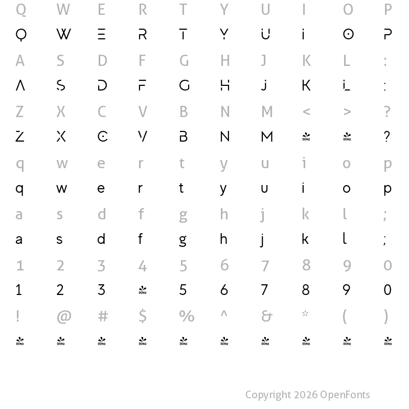 Character Map of FONTSPRING DEMO - MADE Evolve Sans EVO Regular