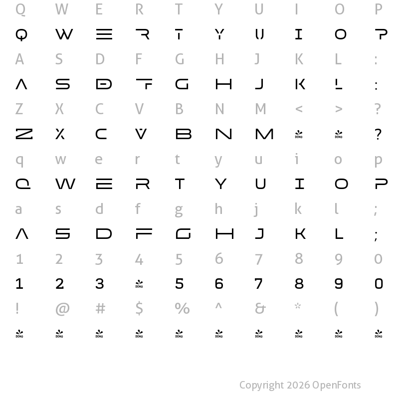 Character Map of FONTSPRING DEMO - MADE Future X HEADER Regular