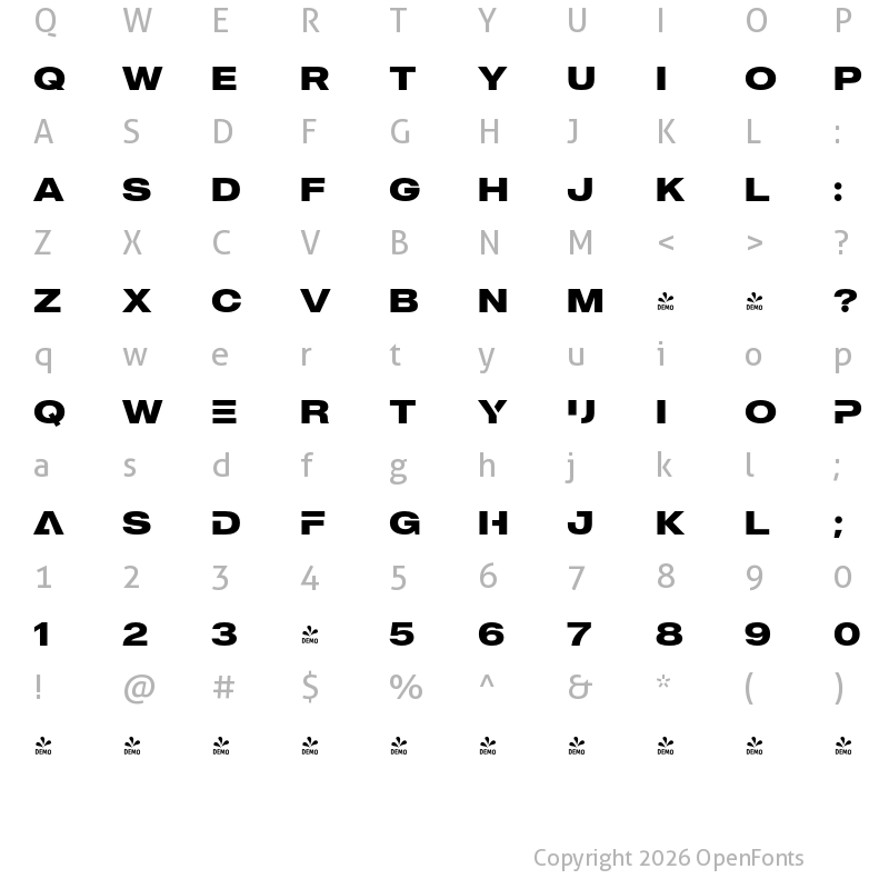 Character Map of FONTSPRING DEMO - MADE Outer Sans Alt Bold
