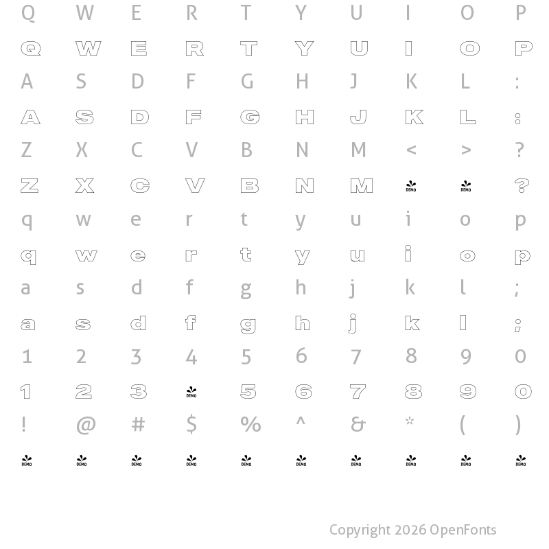 Character Map of FONTSPRING DEMO - MADE Outer Sans Outline Black