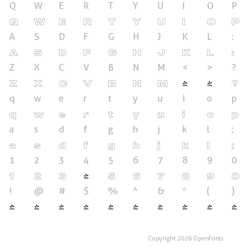 Character Map of FONTSPRING DEMO - MADE Outer Sans Outline Bold