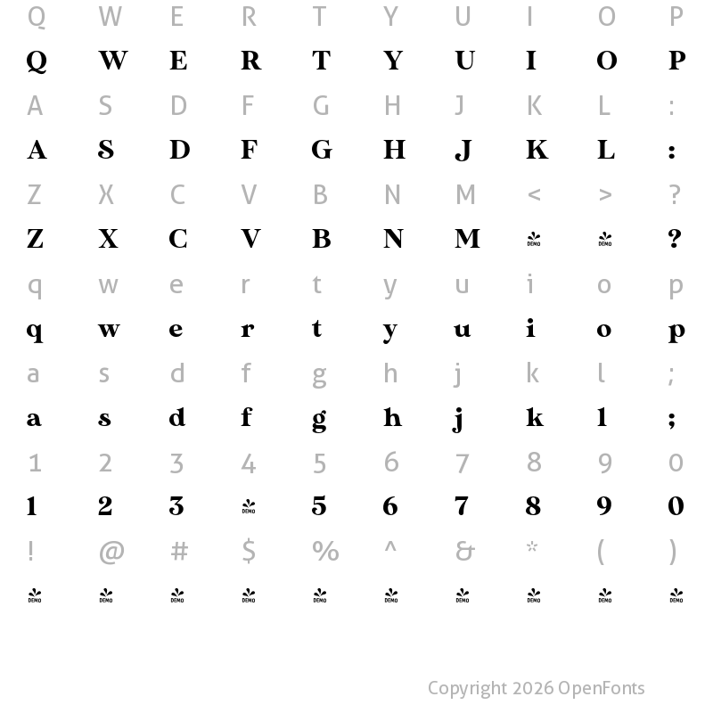 Character Map of FONTSPRING DEMO - MADE Sunflower Regular