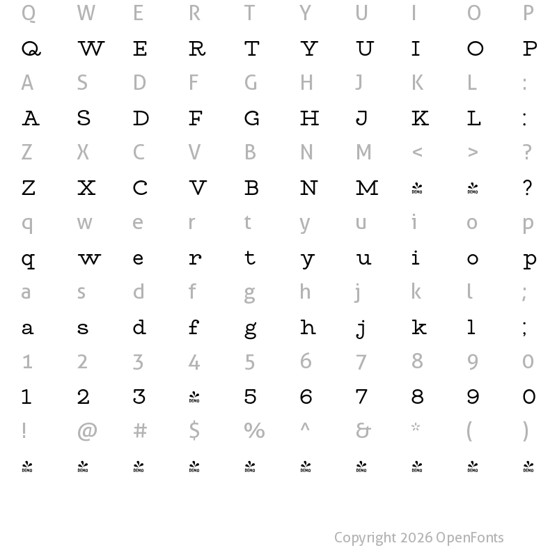 Character Map of FONTSPRING DEMO - MADE Waffle Slab Regular