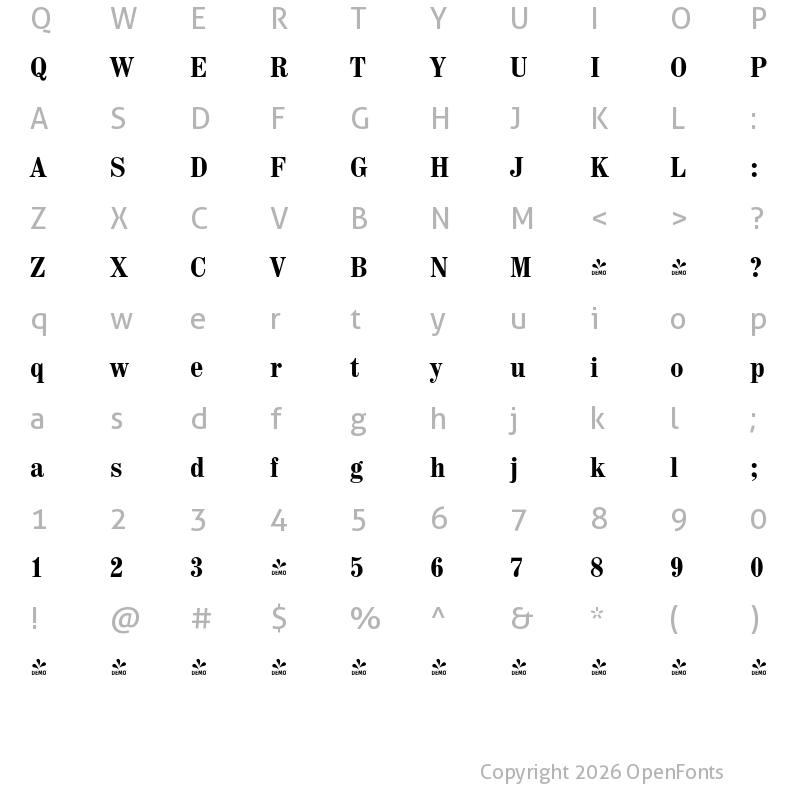 Character Map of FONTSPRING DEMO - Madeira Pro Cd Medium Regular