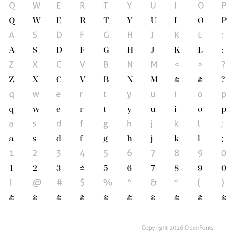 Character Map of FONTSPRING DEMO - Madigan Medium Regular