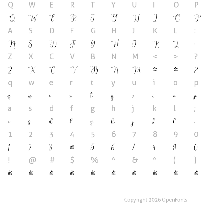 Character Map of FONTSPRING DEMO - Madinah Regular