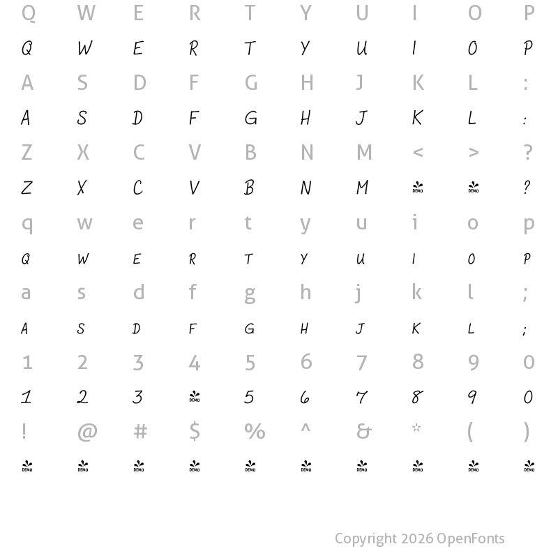 Character Map of FONTSPRING DEMO - Madison Street Sans Regular