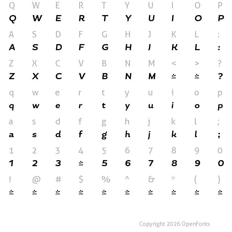 Character Map of FONTSPRING DEMO - Magallanes Essential Bold Bold Italic