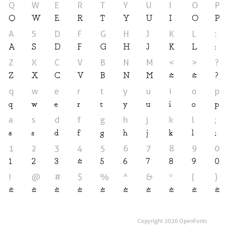 Character Map of FONTSPRING DEMO - Magendfret Regular
