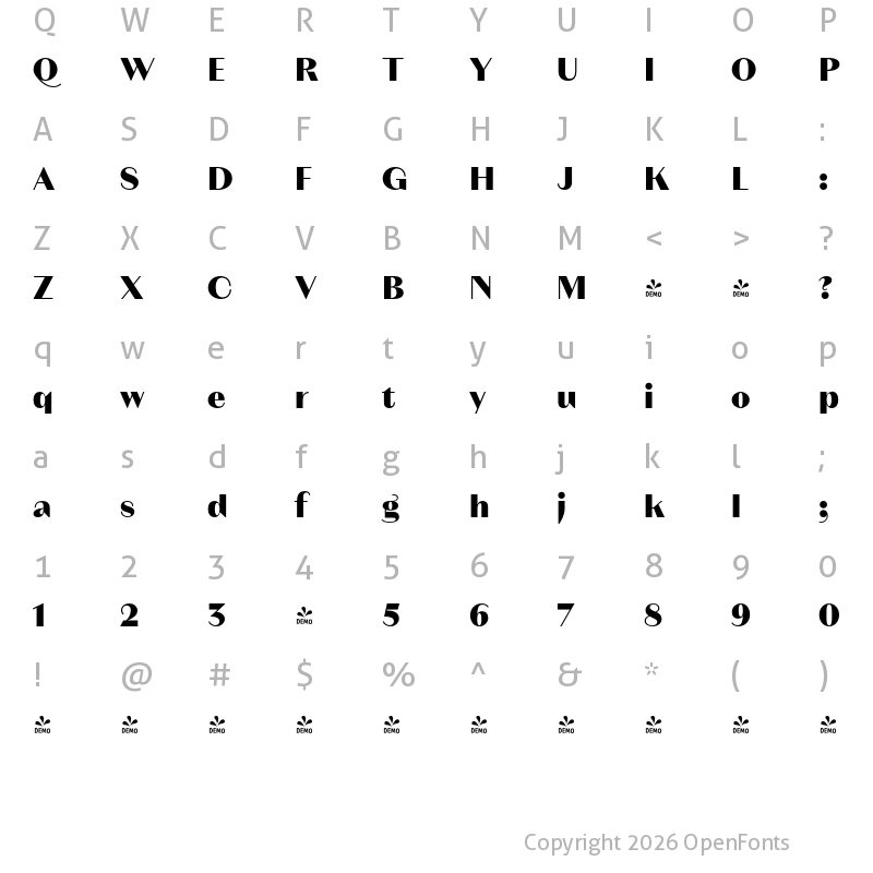 Character Map of FONTSPRING DEMO - Magnat Head ExtraBold Regular