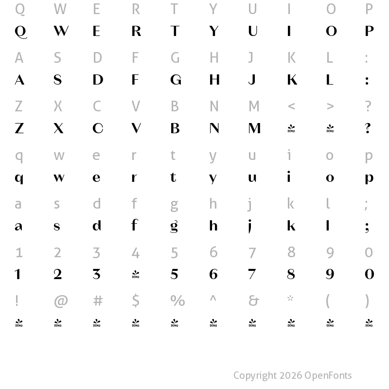 Character Map of FONTSPRING DEMO - Magnat Head SemiBold Regular