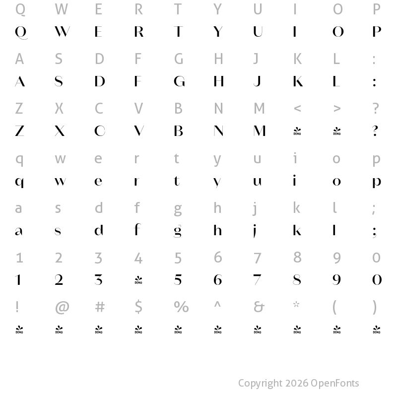 Character Map of FONTSPRING DEMO - Magnat Poster Medium Regular