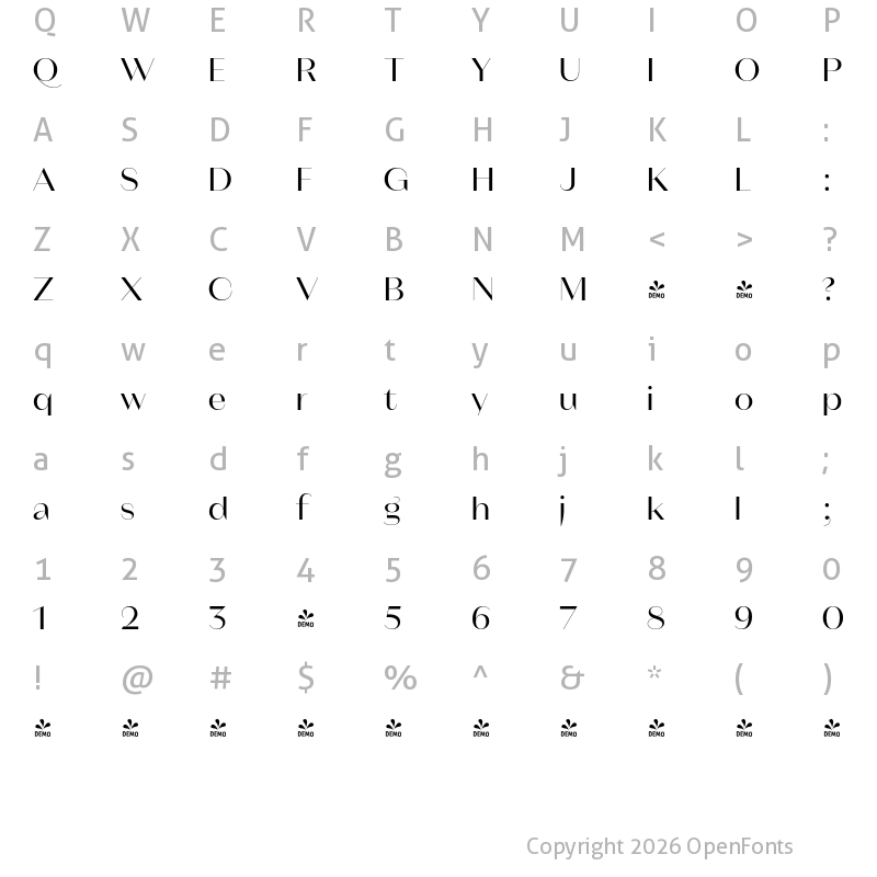 Character Map of FONTSPRING DEMO - Magnat Poster Regular