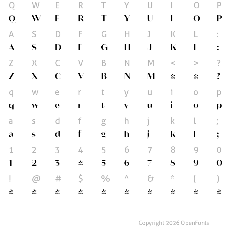 Character Map of FONTSPRING DEMO - Magnat Poster SemiBold Regular