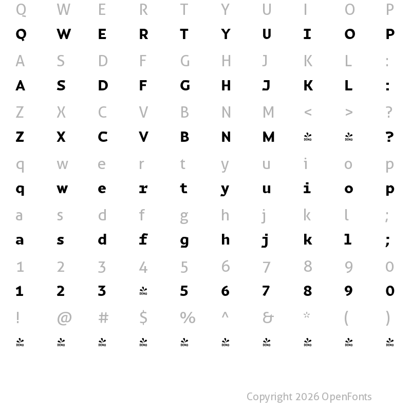 Character Map of FONTSPRING DEMO - Magnetic Pro ExtraBold Regular