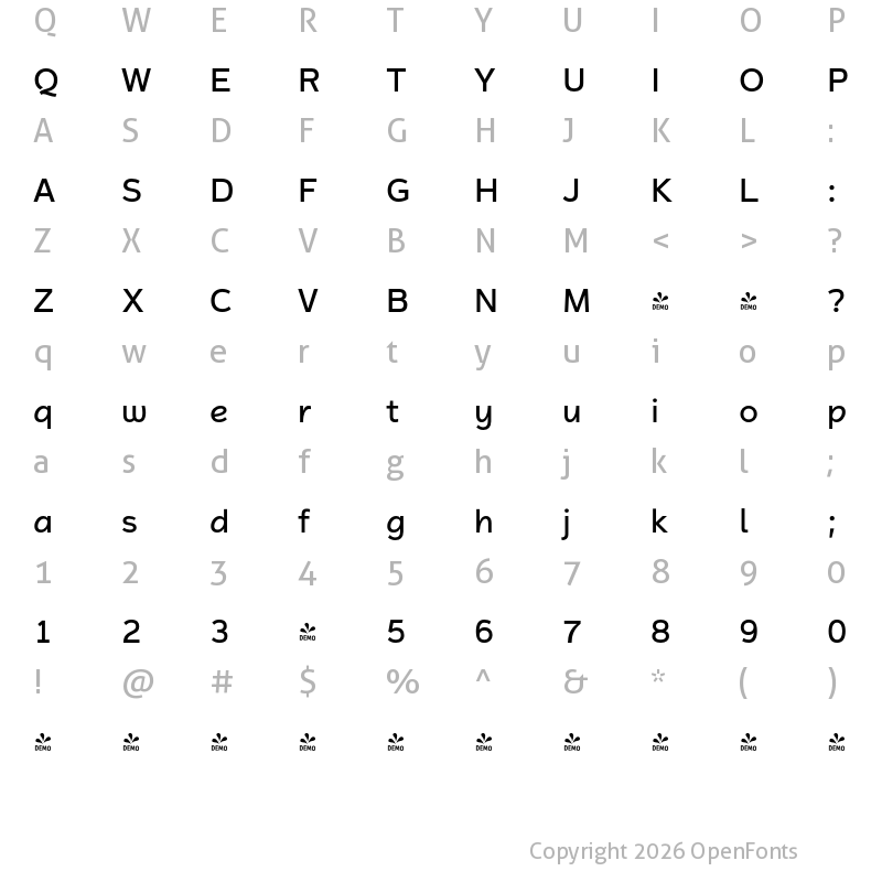 Character Map of FONTSPRING DEMO - Magnum Sans Pro Alfa Med Regular