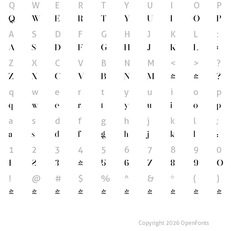 Character Map of FONTSPRING DEMO - Magoa Bold