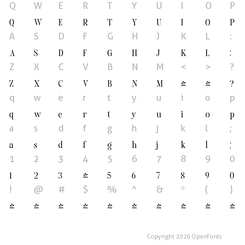 Character Map of FONTSPRING DEMO - Mailton Regular