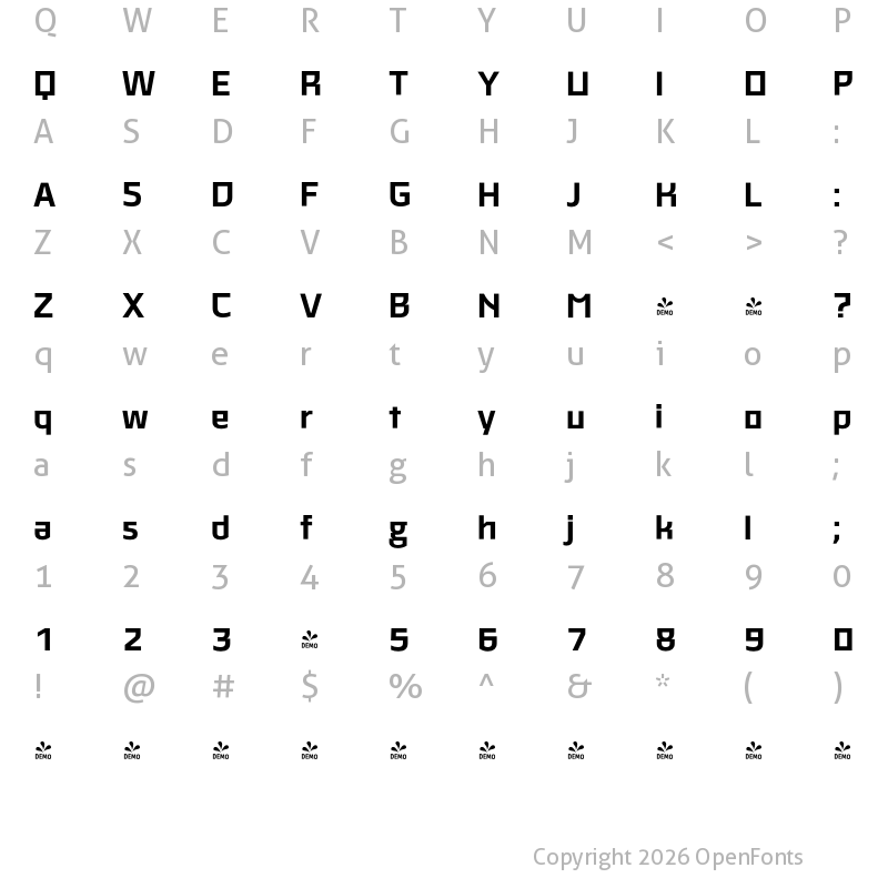 Character Map of FONTSPRING DEMO - MalteThai Bold Regular