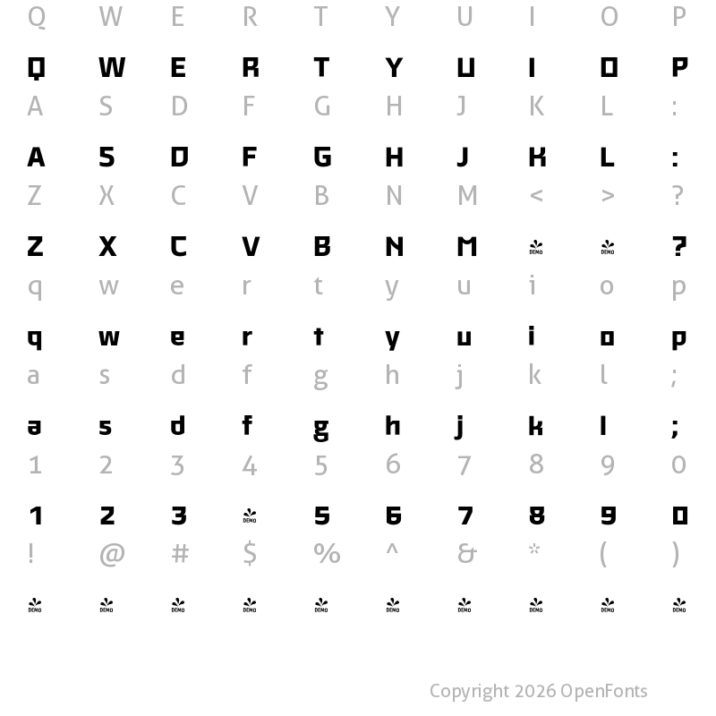 Character Map of FONTSPRING DEMO - MalteThai Extra Bold Regular