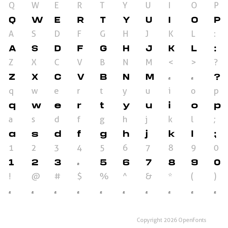 Character Map of FONTSPRING DEMO - Manual Bold Expanded Regular