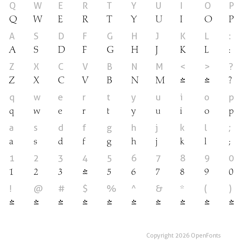 Character Map of FONTSPRING DEMO - Marathon Serial Xlight Regular