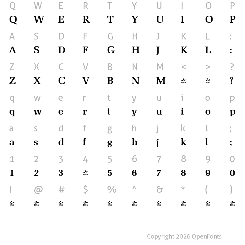 Character Map of FONTSPRING DEMO - Marseille Serial Bold