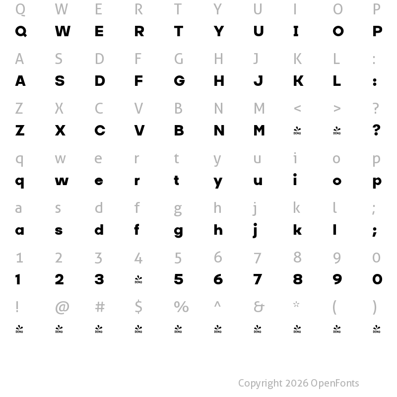 Character Map of FONTSPRING DEMO - Masiva Black Regular