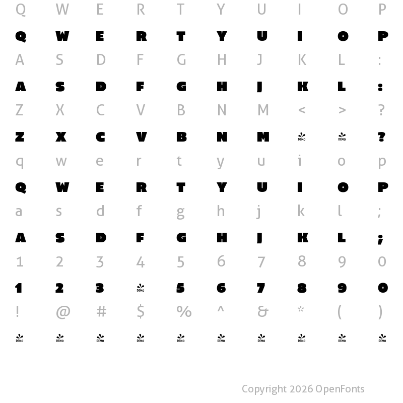 Character Map of FONTSPRING DEMO - Maver Free Regular