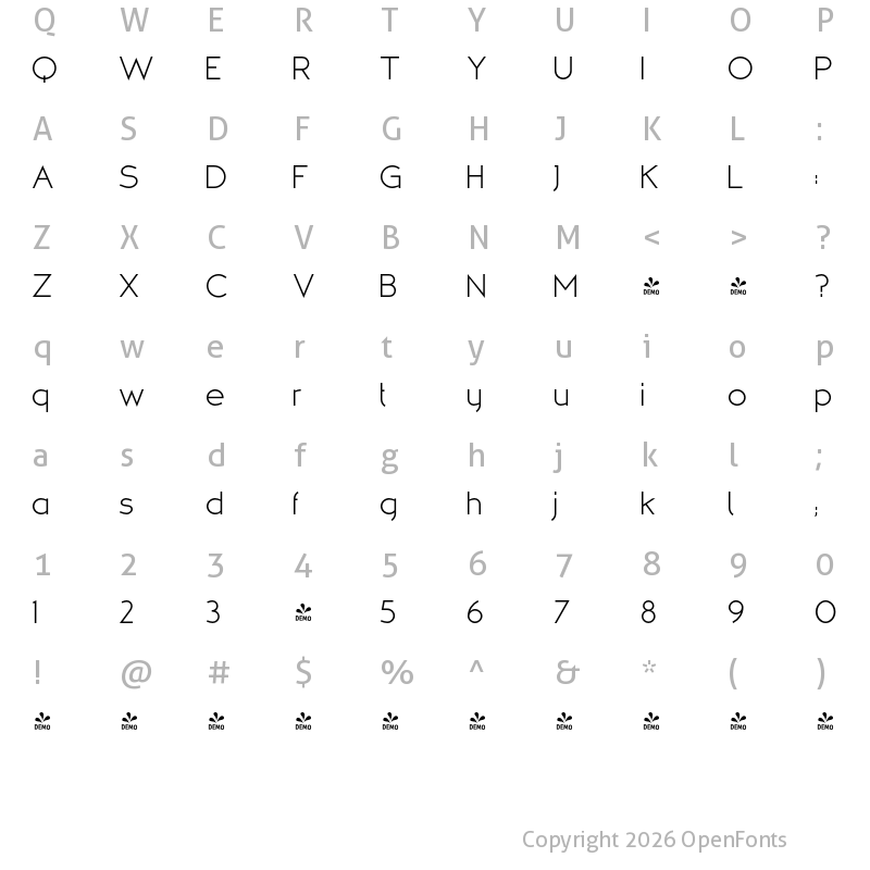 Character Map of FONTSPRING DEMO - MB NOIR Regular