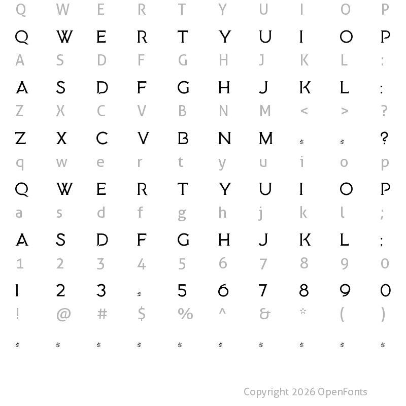 Character Map of FONTSPRING DEMO - Medusa Gothic Regular