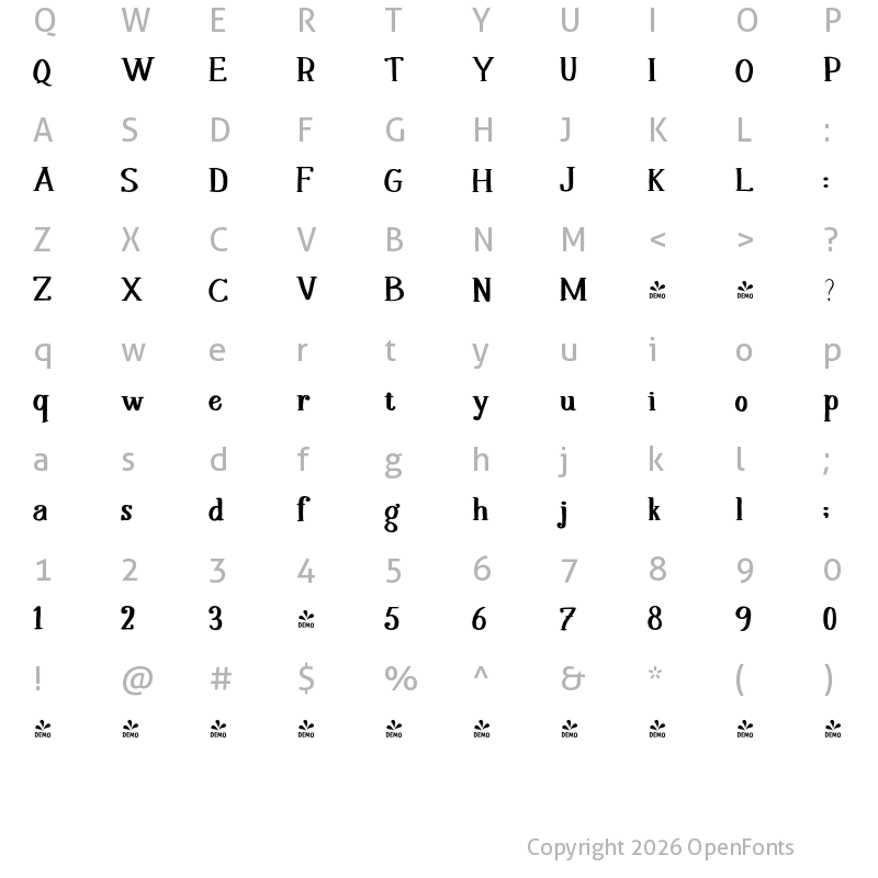 Character Map of FONTSPRING DEMO - Melloner Happy Bold Regular