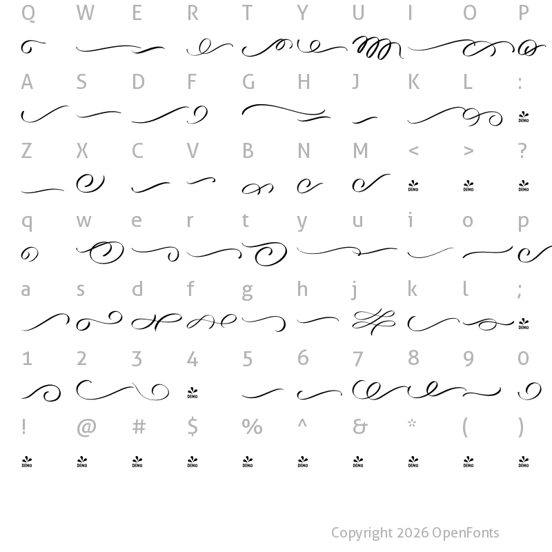 Character Map of FONTSPRING DEMO - Melloner Ornaments Regular