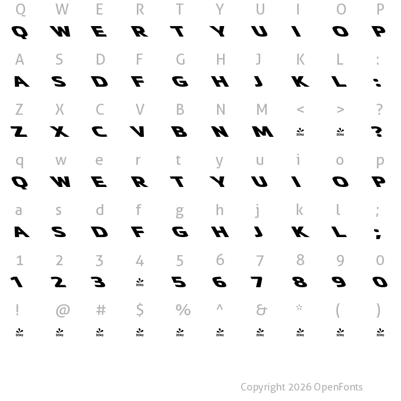 Character Map of FONTSPRING DEMO - Metronic Pro Wide Reverso Black Regular