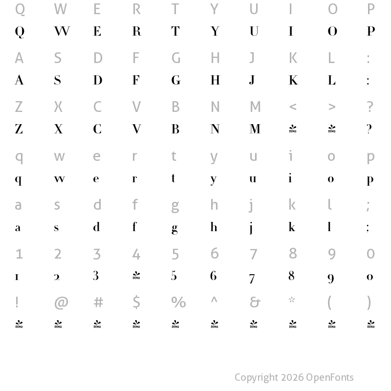 Character Map of FONTSPRING DEMO - Michel Regular