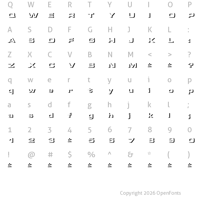 Character Map of FONTSPRING DEMO - MicrogrammaOnlShaExtDBol Regular