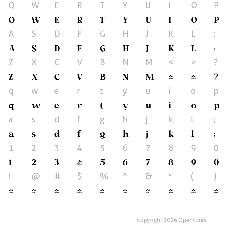 Character Map of FONTSPRING DEMO - Milk and Balls Demi Bold Regular