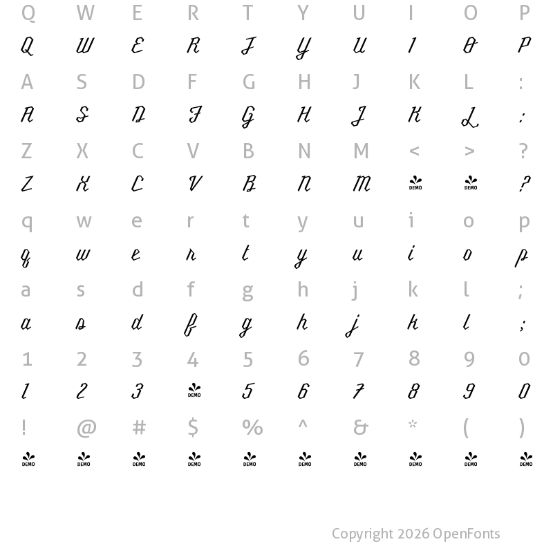 Character Map of FONTSPRING DEMO - Millie Round Regular