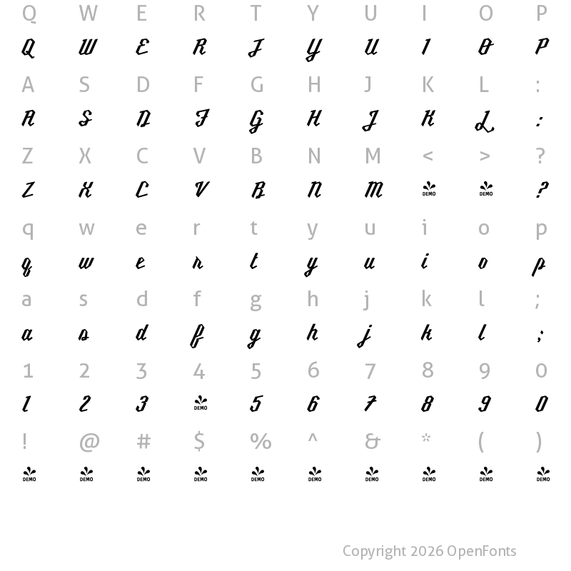 Character Map of FONTSPRING DEMO - Millie Round SemiBold Regular