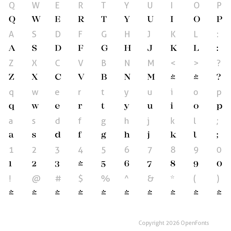 Character Map of FONTSPRING DEMO - Mirador Medium Regular