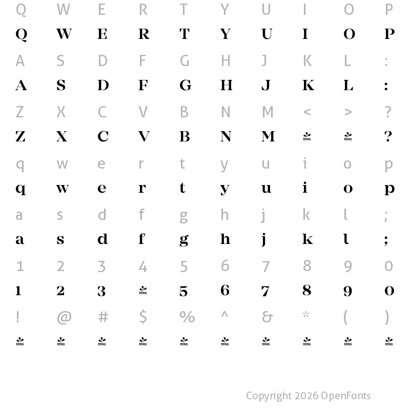 Character Map of FONTSPRING DEMO - Mirador SemiBold Regular