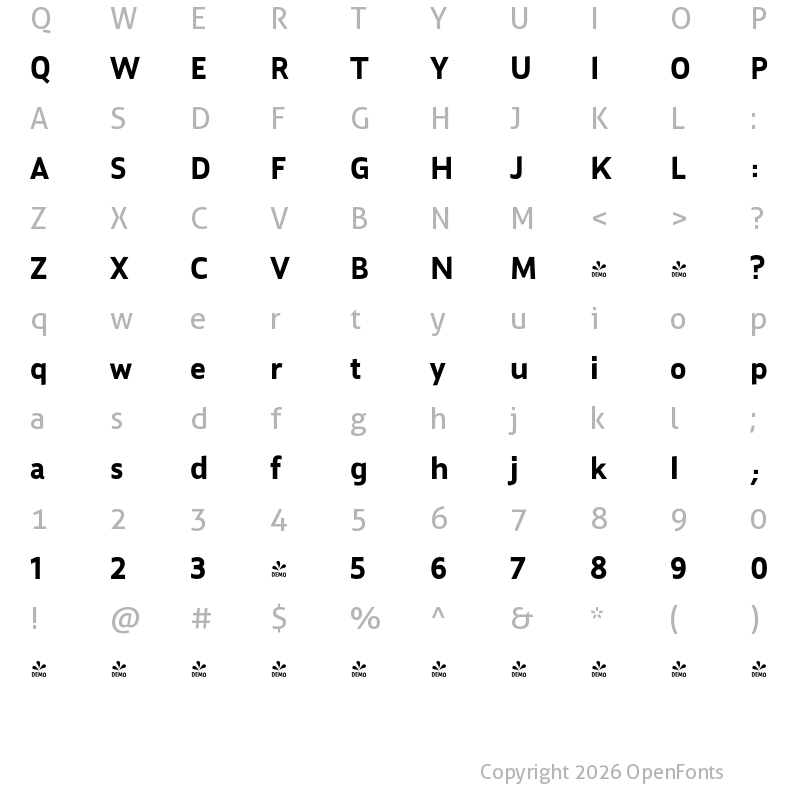 Character Map of FONTSPRING DEMO - Mitram ExtraBold Regular