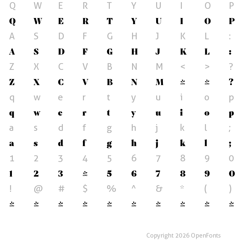 Character Map of FONTSPRING DEMO - Mixta Pro Heavy Regular