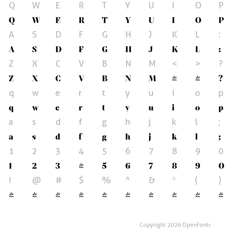 Character Map of FONTSPRING DEMO - Mixta Sharp Alt Black Regular