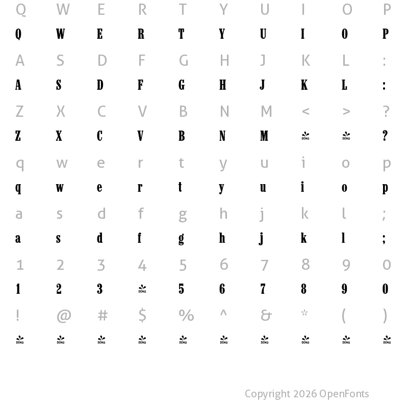 Character Map of FONTSPRING DEMO - Moab Pro Regular
